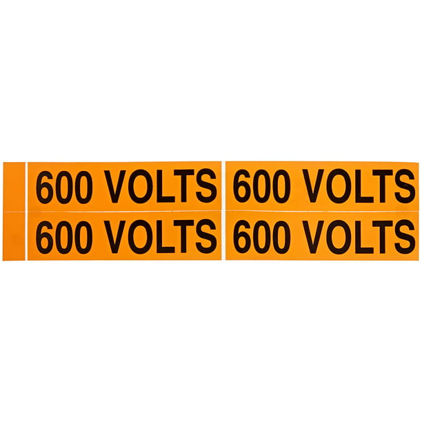 Voltage Marker Black on Orange Legend600 Volts 9 Length x 2-1/4 Height NSi Industries VM-A-15 Legend600 Volts Pressure Sensitive Vinyl 9 Length x 2-1/4 Height 